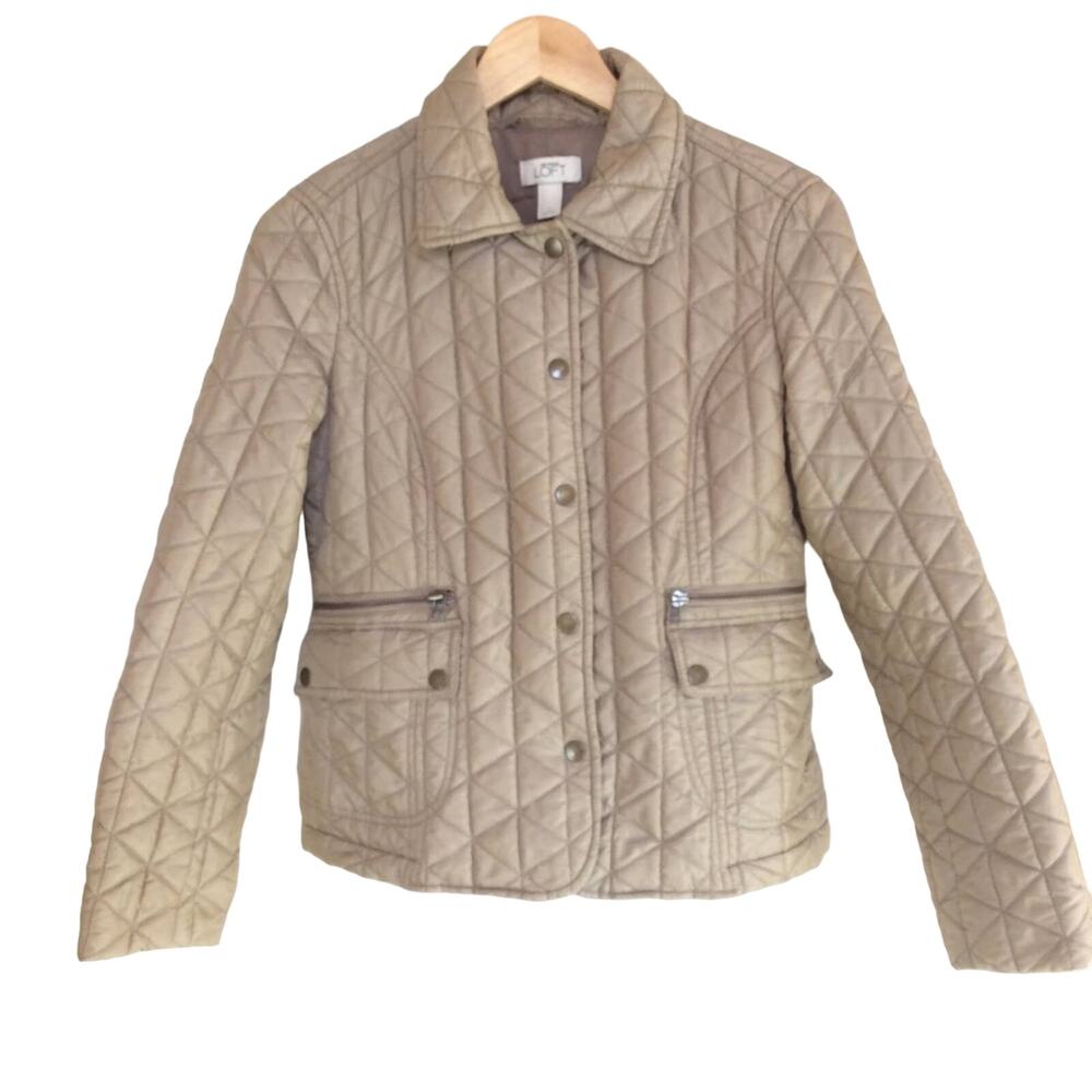Ann Taylor LOFT Quilted Beige Metallic Jacket